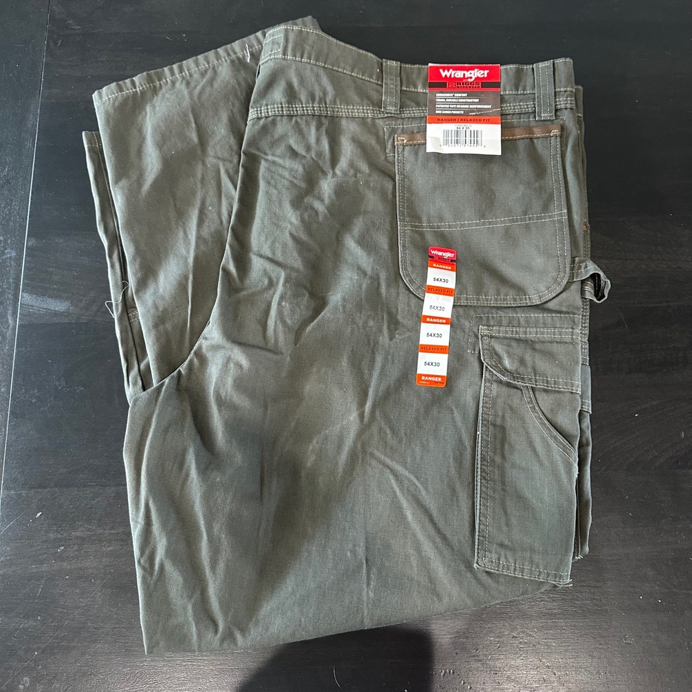 New Wrangler Riggs Workwear Ranger Cargo Pants Mensโ 54x30 Olive Ripstop 3W060LD
